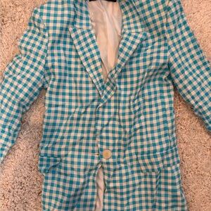 Zara Blue and White Checkered Blazer